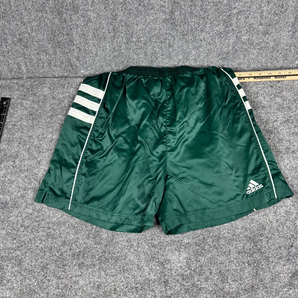 Adidas Shorts Mens Size L Green Nylon Athletic Three Stripe Vintage Running